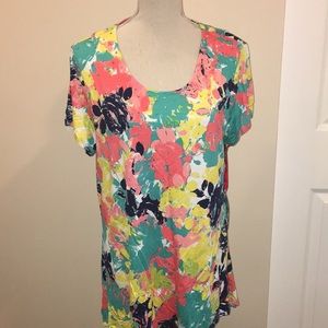 Ruby Rd Rhinestone Embellished Print Top